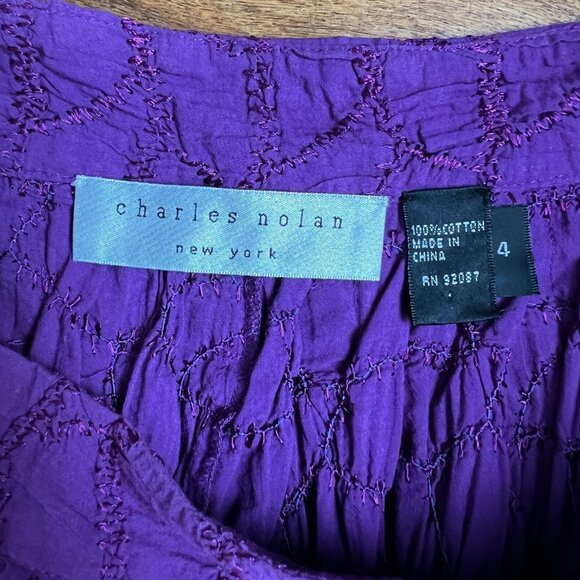 Charles Nolan Midi Skirt Womens 4 Purple Broomstick Embroidered Peasant Boho‎ - Picture 9 of 11